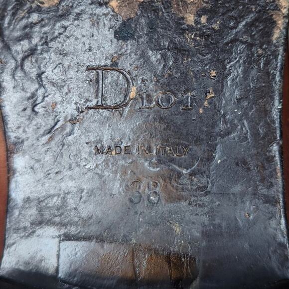 Dior brown leather riding boots harness buckle gold hardware EU size 38 - Picture 7 of 8